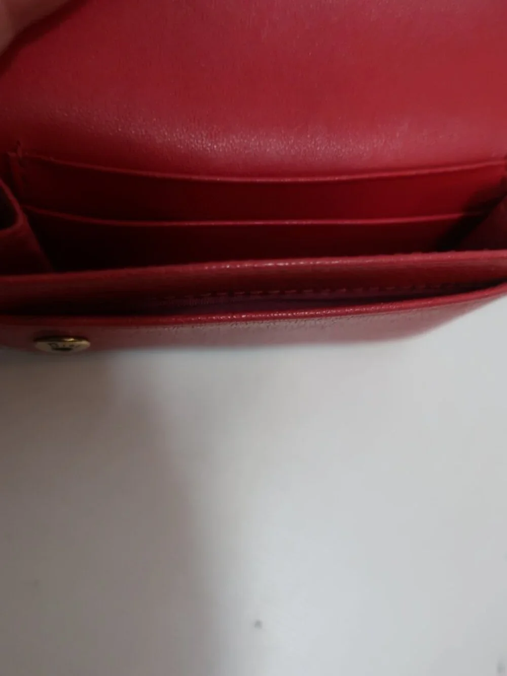 Authentic Christian Dior Paris Red Leather Saddle D Charm Credit Card Wallet
